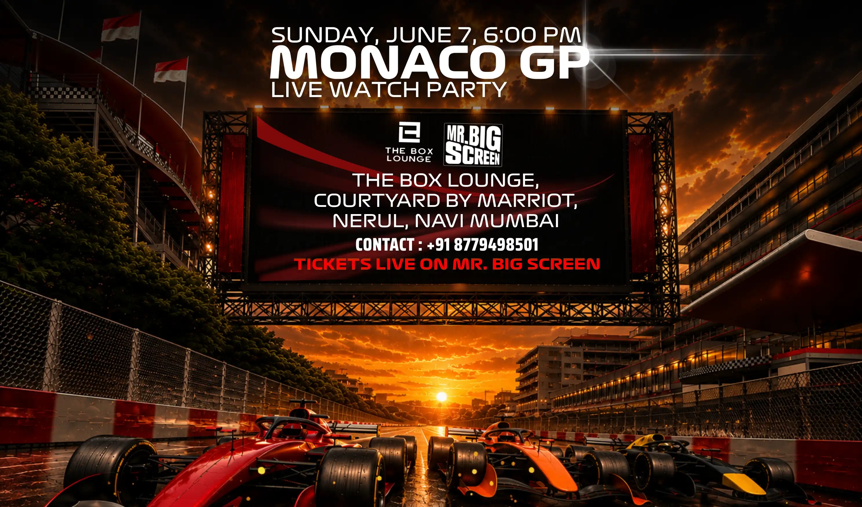 F1 Screening Monaco GP 2026- The Box Lounge, Navi Mumbai